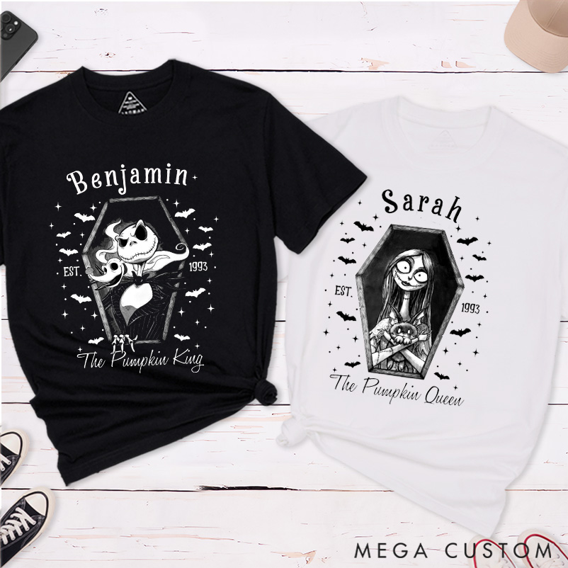 Personalized Halloween Ghost Couple Matching T-Shirt Funny Ghost Witch Matching T-Shirt For Him and Her