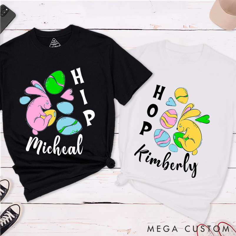 Personalized Easter Hip Hop Matching T-Shirt with Name For Couple