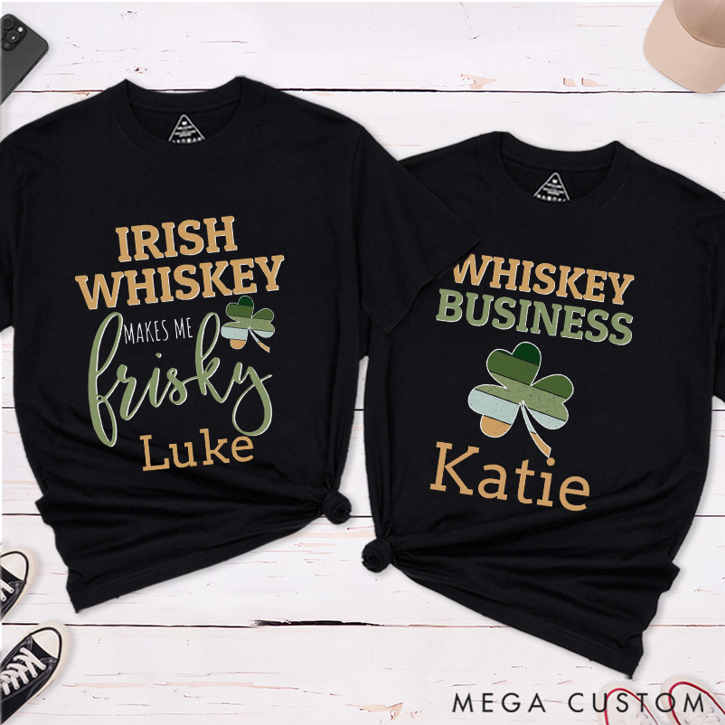 Personalized Irish Couple St. Patrick's Day Matching T-Shirt Shamrock Couple Shirt