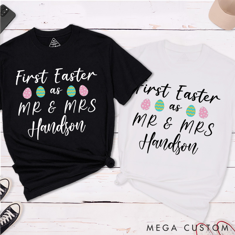 Personalized First Easter As Mr And Mrs Matching Couple T-Shirt