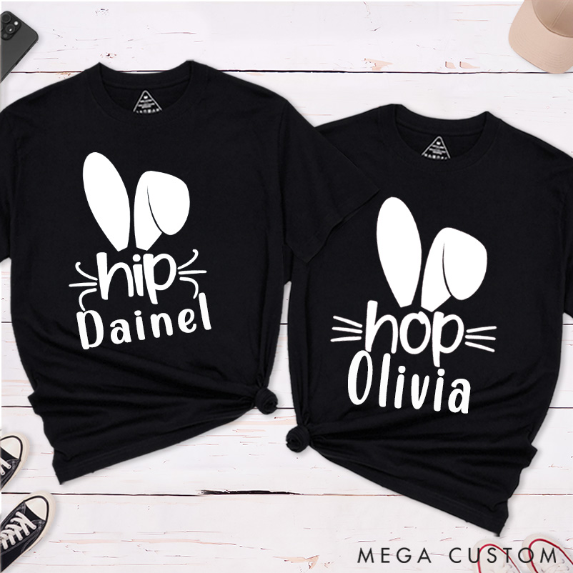 Personalized Easter Couple Hip Hop Matching T-Shirt with Name
