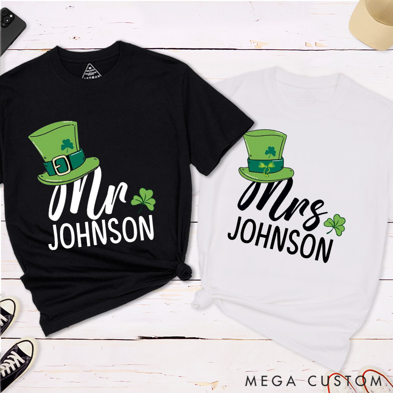 Personalized St. Patrick's Day Mr and Mrs Matching Classic T-Shirt 