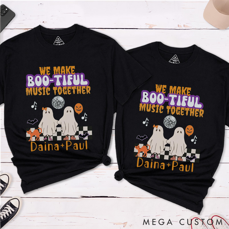 Personalized Humor We Make Boo-Tiful Music Together Ghosts Halloween Couple Matching T-Shirt