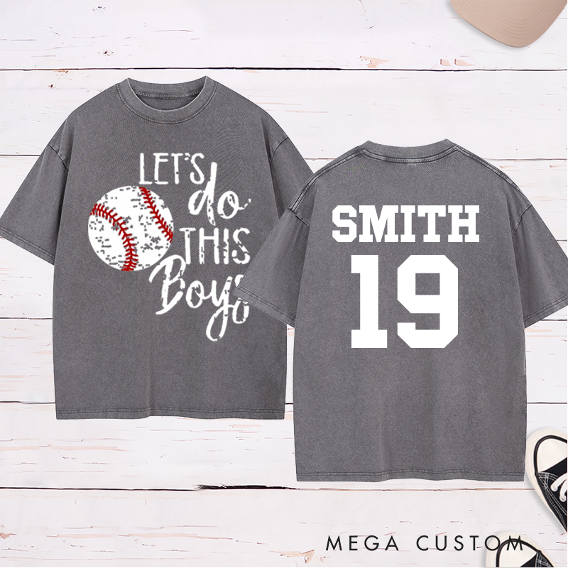 Personalized "Let's Do This Boys" Baseball Washed T-Shirt with Custom Name and Number
