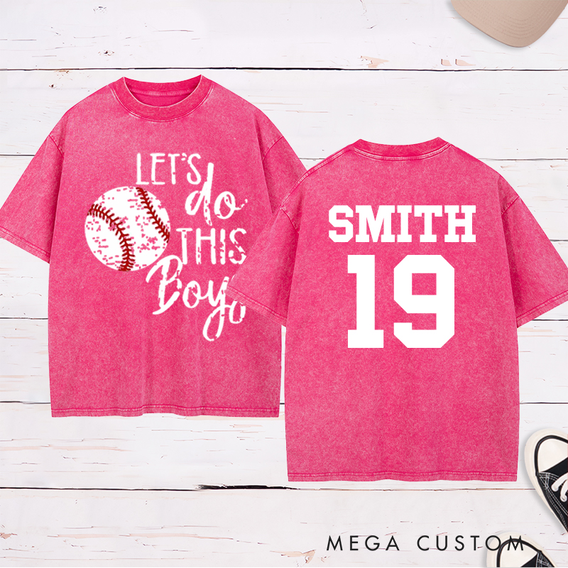 Personalized "Let's Do This Boys" Baseball Washed T-Shirt with Custom Name and Number