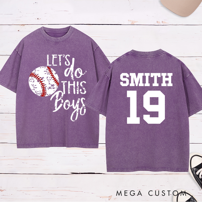 Personalized "Let's Do This Boys" Baseball Washed T-Shirt with Custom Name and Number