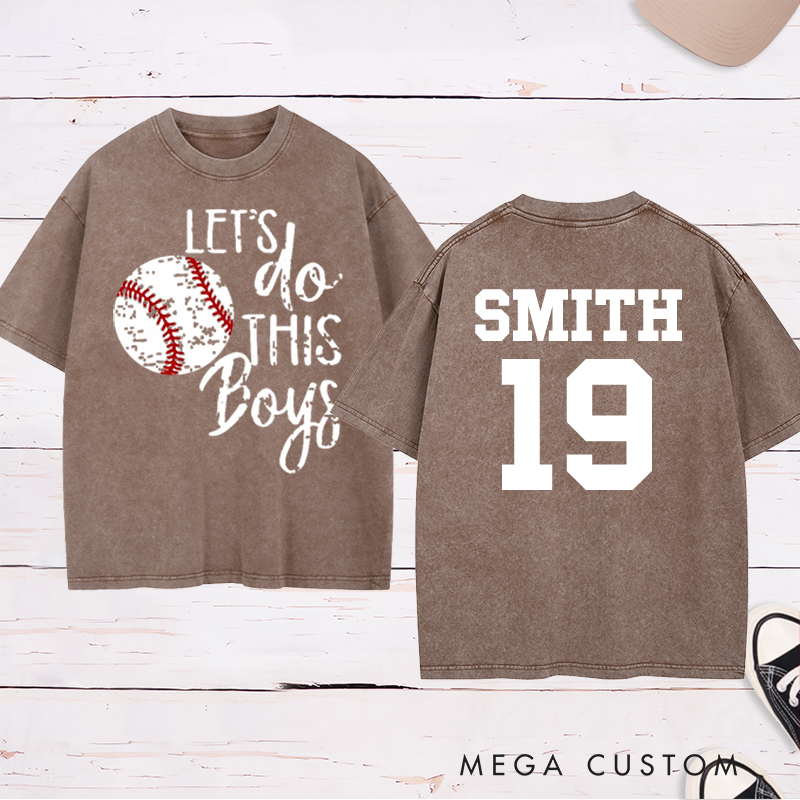 Personalized "Let's Do This Boys" Baseball Washed T-Shirt with Custom Name and Number