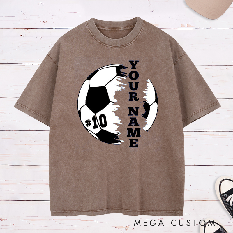 Personalized Dynamic Soccer  Washed T-Shirt with Custom Name and Number