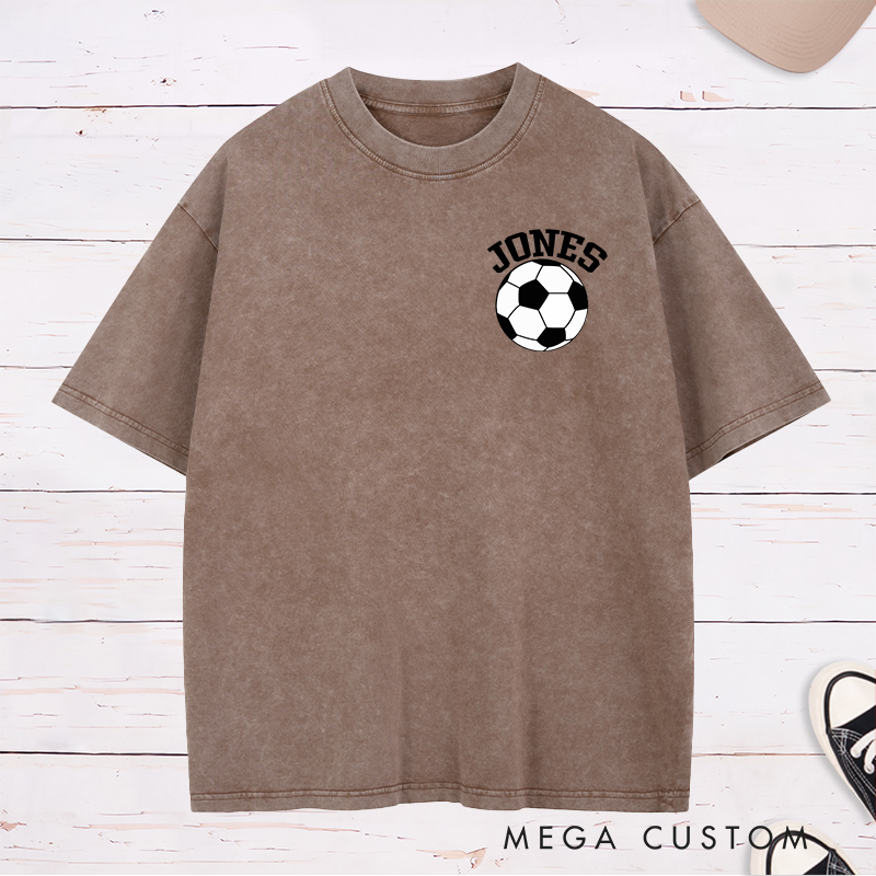 Personalized Classic Soccer Ball Washed T-Shirt with Custom Name