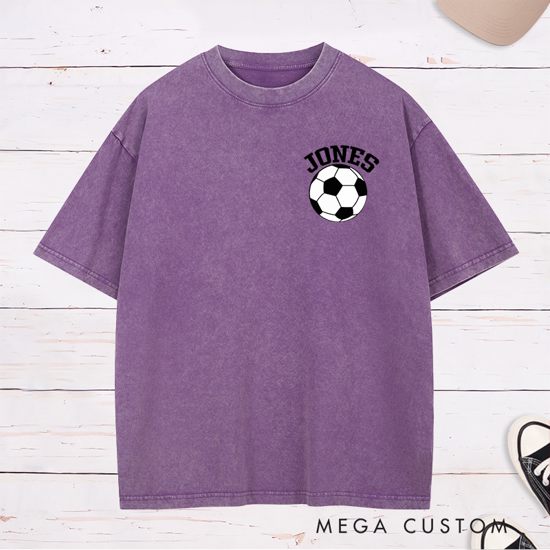 Personalized Classic Soccer Ball Washed T-Shirt with Custom Name