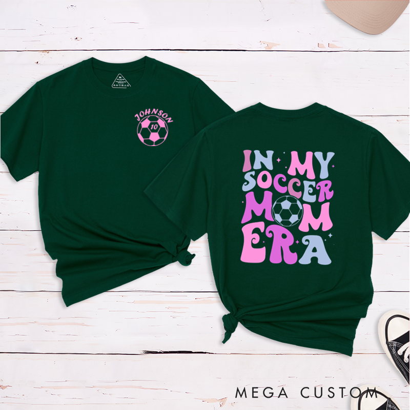 Personalized Soccer Mom T-Shirt with Custom Name, Number, and Fun Graphic Design