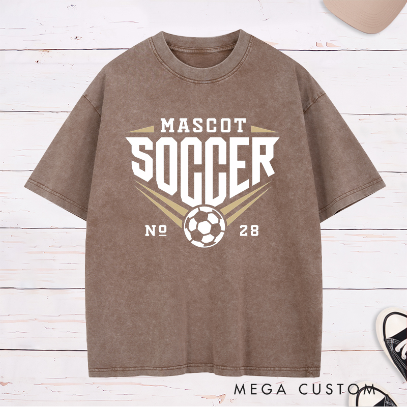 Personalized Soccer Washed T-Shirt with Team Name and Number