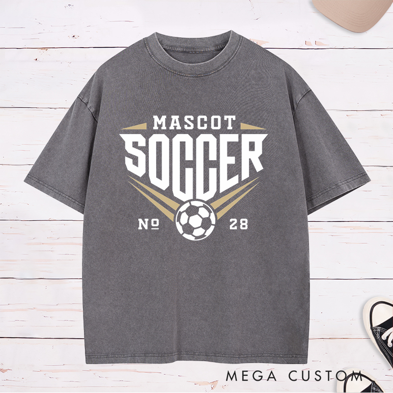 Personalized Soccer Washed T-Shirt with Team Name and Number