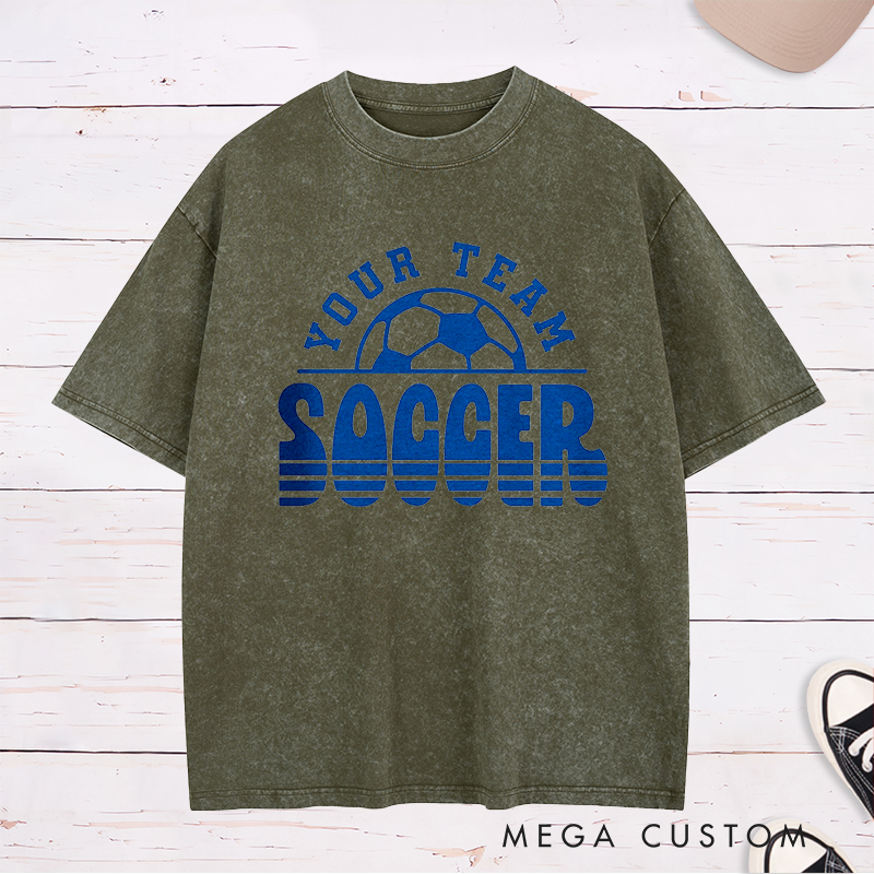 Personalized Team Soccer Washed T-Shirt with Custom Team Name