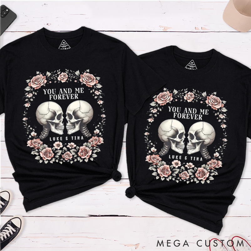 Personalized Skeleton Couple Matching Halloween T-Shirt Couple Halloween Gift