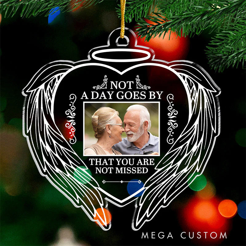 Personalized Photo Christmas Ornament Although You Cannot See Us We Are Always With You Memorial Ornament Acrylic Heart Shaped Sympathy Gift
