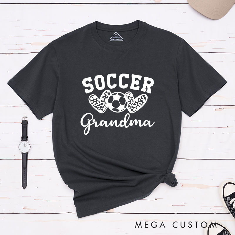 Personalized Soccer Leopard Heart T-Shirt with Custom Text