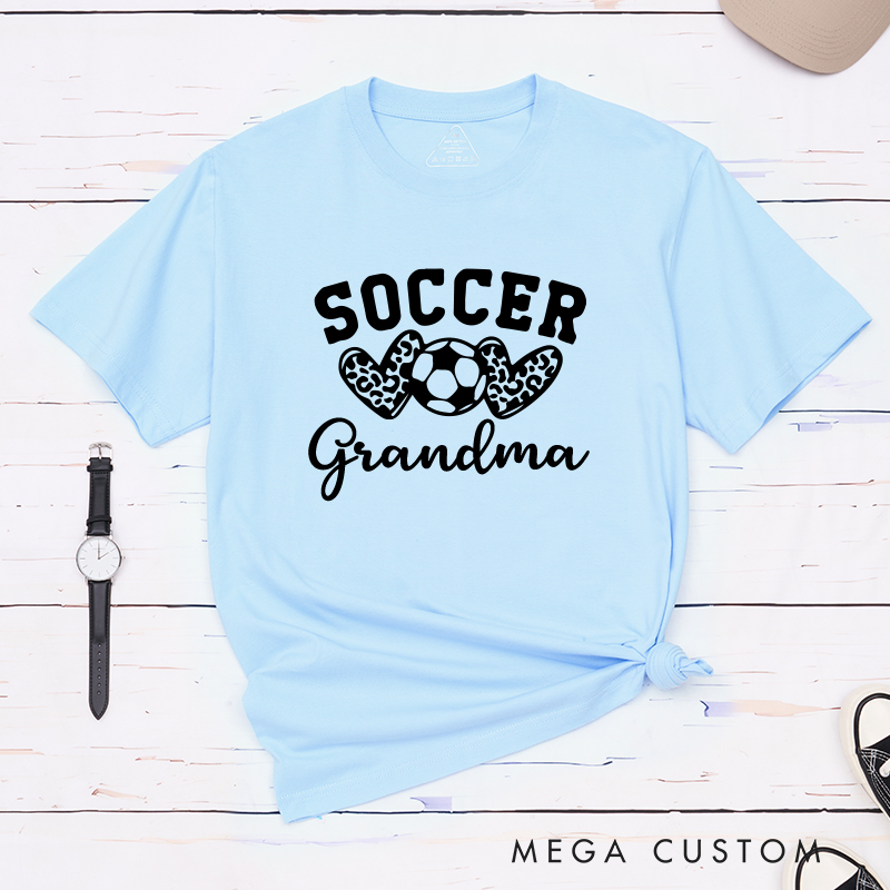 Personalized Soccer Leopard Heart T-Shirt with Custom Text