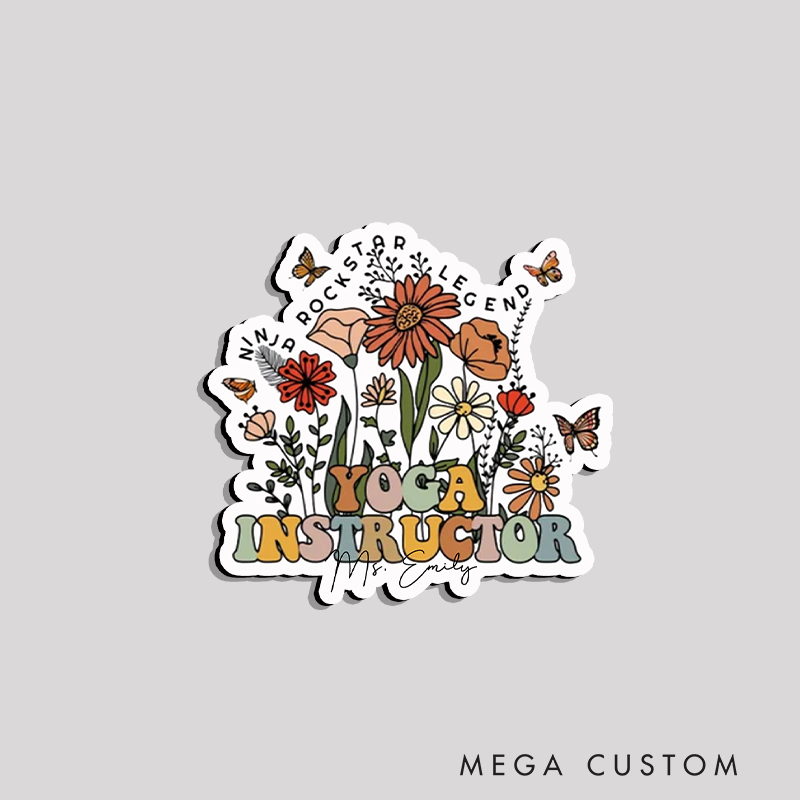 Personalized Yoga Instructor Refrigerator Magnets with Floral and Butterfly Design Perfect Gift for Yoga Lover