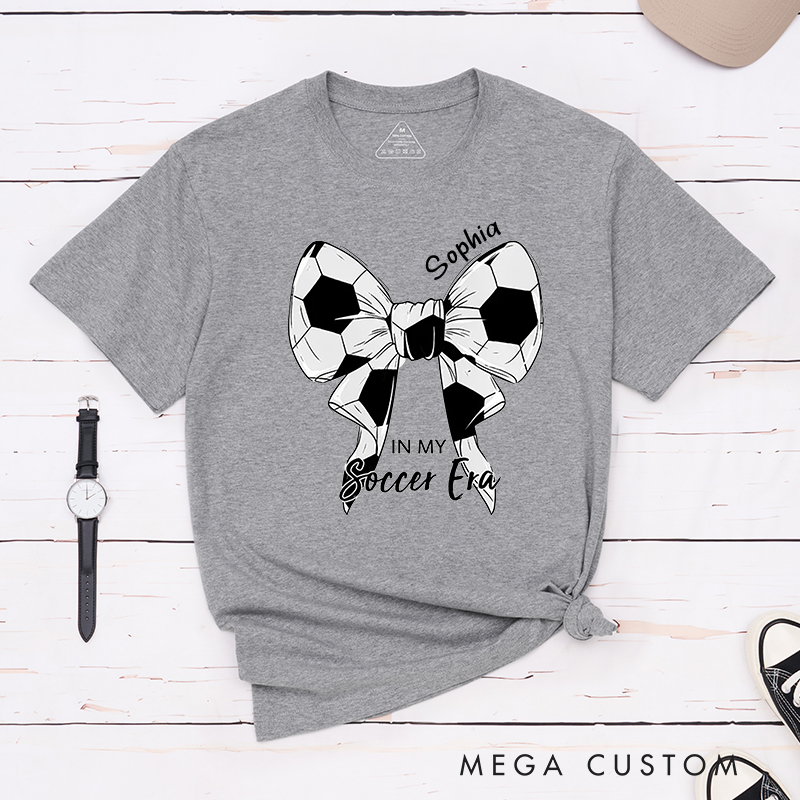 Personalized Soccer Bow Graphic T-Shirt with Custom Text Option  
