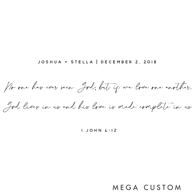 Personalized 1 John 4:12 Bible Verse Framed Canvas Painting with Name and Date Religious Wall Art Gift Wedding Gift