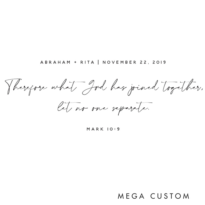 Personalized Mark 10:9 Bible Verse Framed Canvas Painting with Name and Date Religious Wall Art Gift