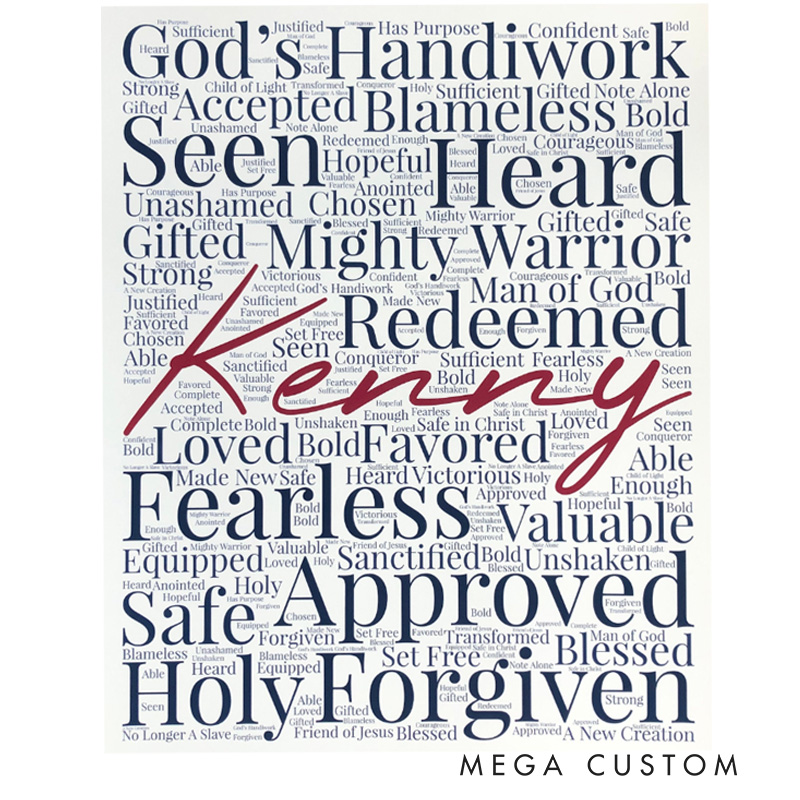 Personalized Christian Affirming Words Framed Canvas Painting with Name Religious Wall Art Gift for Men
