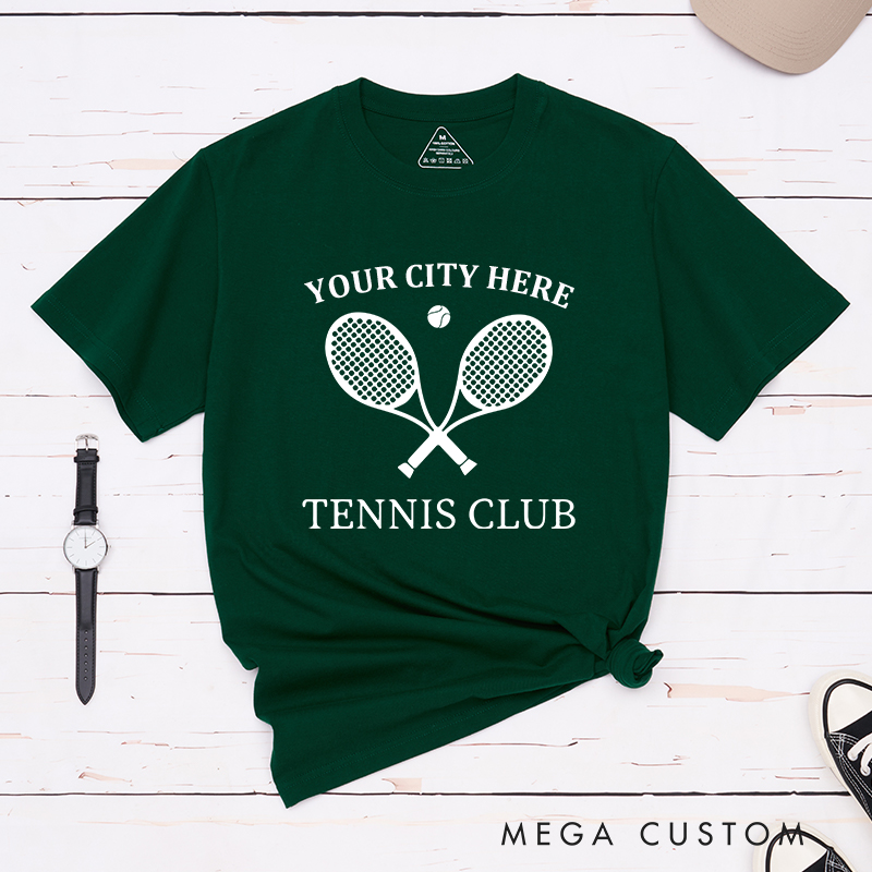 Personalized Tennis T-Shirt  Featuring Timeless Club Logo and Custom Name and Year