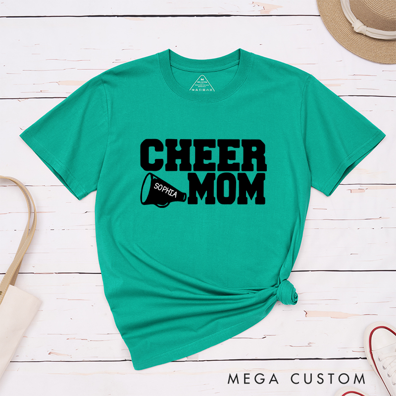 Personalized Cheer Mom T-Shirt with Custom Name