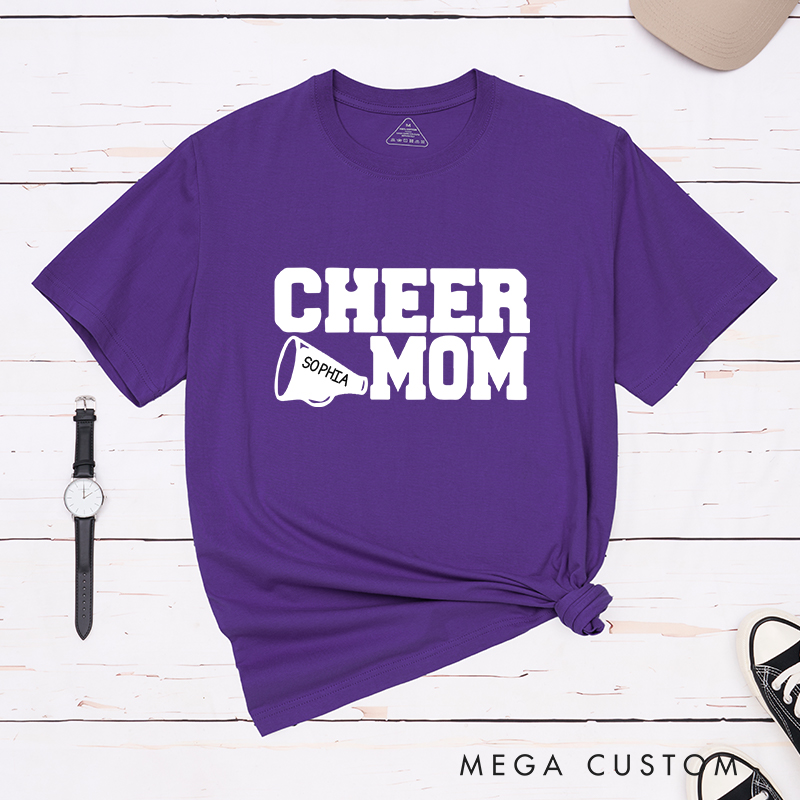 Personalized Cheer Mom T-Shirt with Custom Name