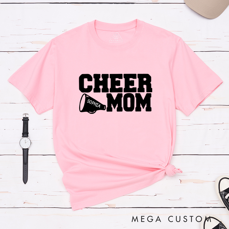 Personalized Cheer Mom T-Shirt with Custom Name