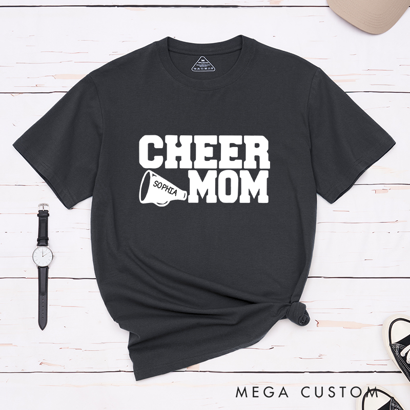 Personalized Cheer Mom T-Shirt with Custom Name
