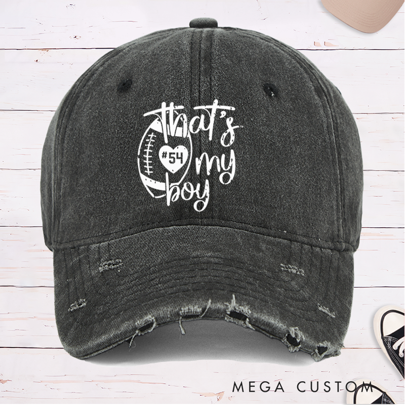 Personalized American Football Cap for "That's My Boy" with Custom Jersey Number