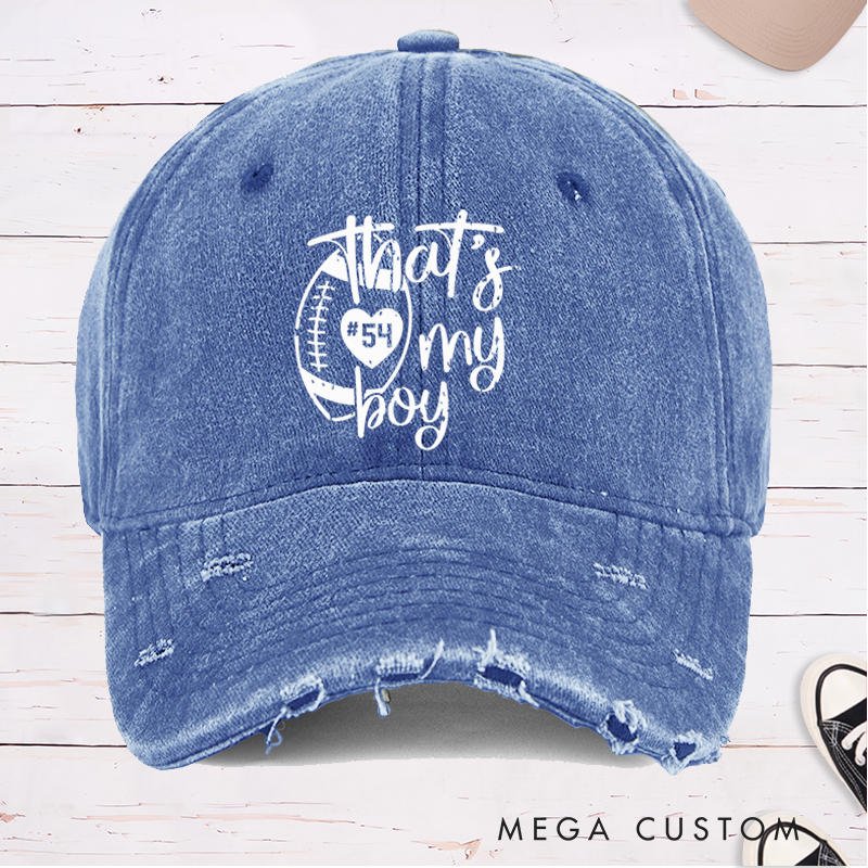 Personalized American Football Cap for "That's My Boy" with Custom Jersey Number