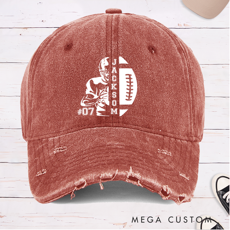 Personalized American Football Cap with Custom Name and Number for Game Day