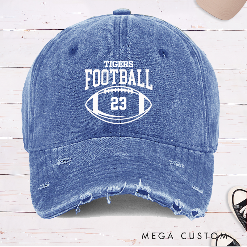 Personalized American Football Cap with Custom Team Name and Number