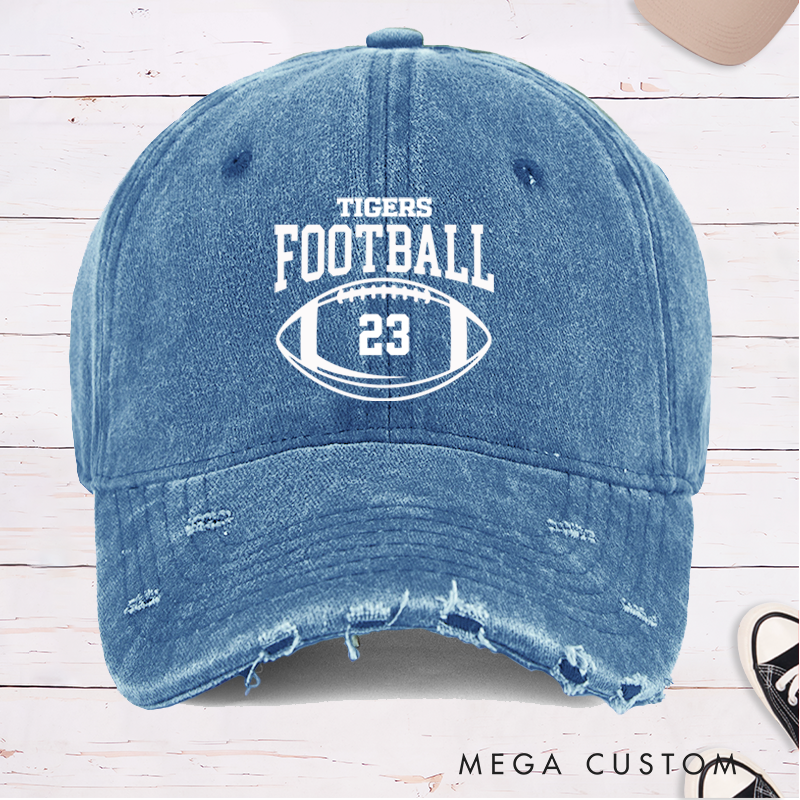 Personalized American Football Cap with Custom Team Name and Number