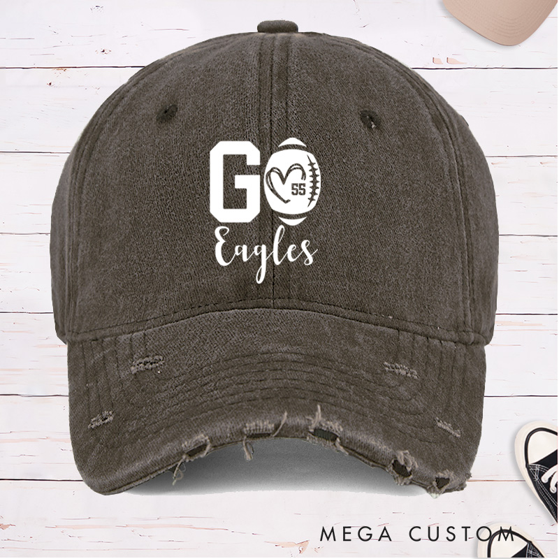 Personalized American Football Cap with Custom Team Name and Number for Game Day