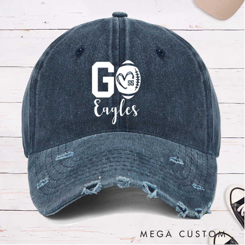 Personalized American Football Cap with Custom Team Name and Number for Game Day