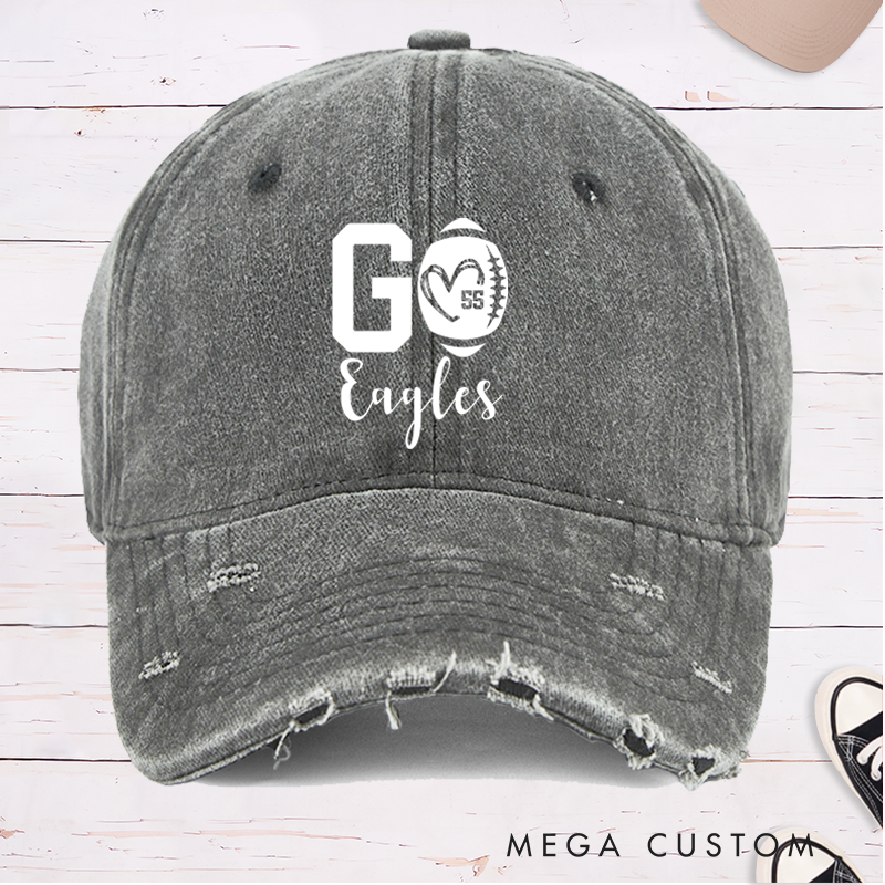 Personalized American Football Cap with Custom Team Name and Number for Game Day