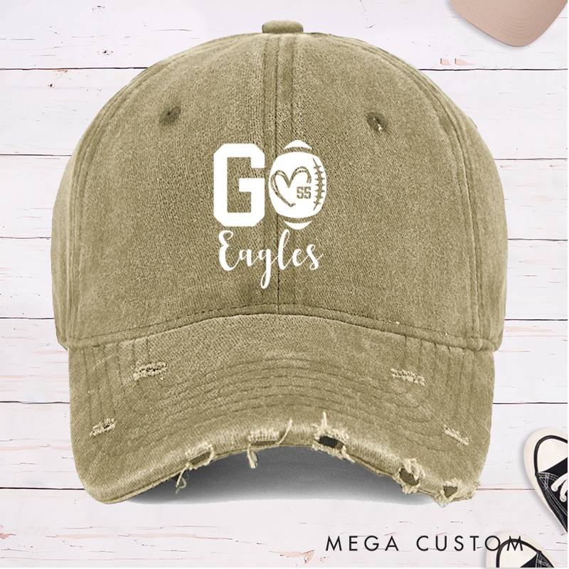 Personalized American Football Cap with Custom Team Name and Number for Game Day