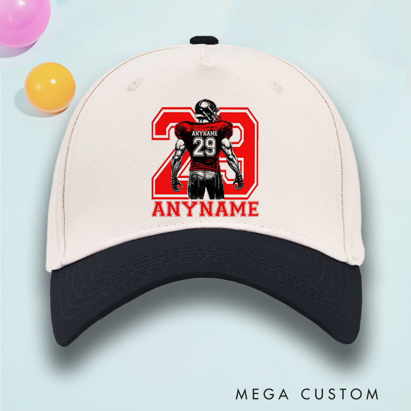 Personalized Football Cotton Two Tone Cap Custom Player Name and Number on the Back