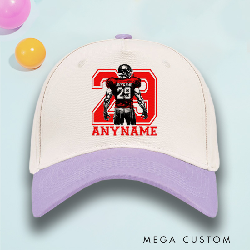 Personalized Football Cotton Two Tone Cap Custom Player Name and Number on the Back