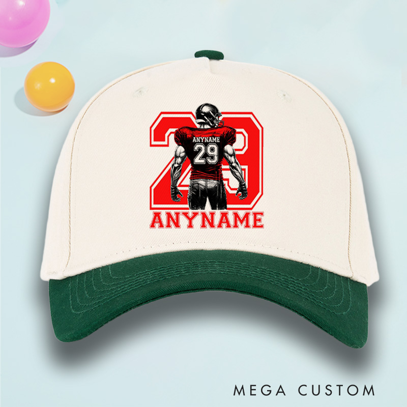 Personalized Football Cotton Two Tone Cap Custom Player Name and Number on the Back