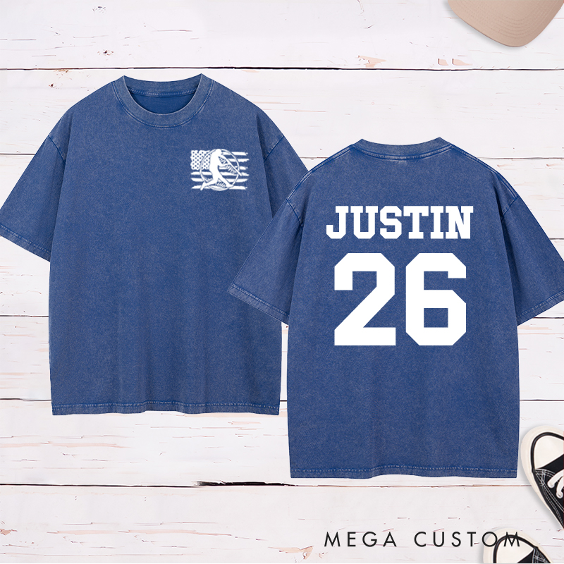 Personalized Team Spirit Washed T-shirt with Clean and Bold Name and Number Design