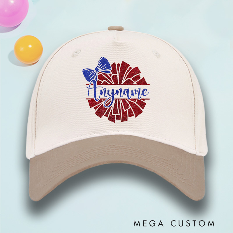 Personalized Cheerleader Name Cotton Two Tone Cap with Custom Name for Fans
