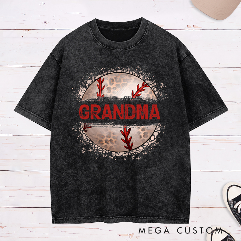 Personalized Athletic Washed T-Shirt with Unique Baseball and Custom Name Design  