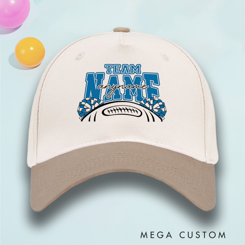 Personalized American Football Cheer Cotton Two Tone Cap with Custom Player Team Name and Player Name
