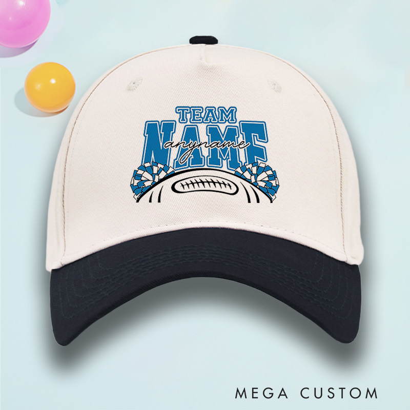 Personalized American Football Cheer Cotton Two Tone Cap with Custom Player Team Name and Player Name
