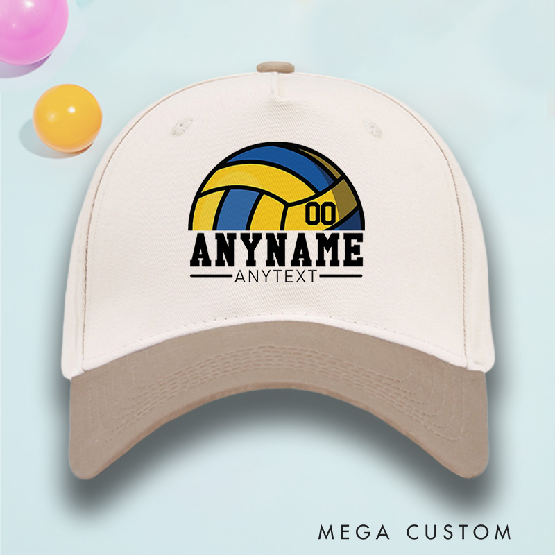 Personalized Volleyball Cotton Two Tone Cap with Custom Player Name, Jersey Number and Text